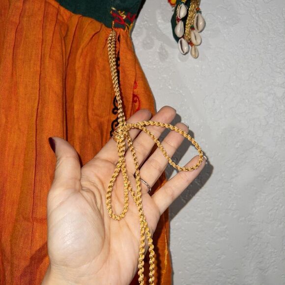 NWT Mesmora Green Orange Embroidered Kedia And Tulip Pants‎ Set Medium - Picture 11 of 12